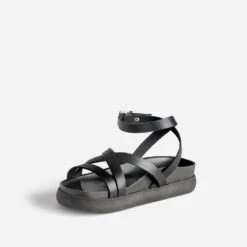 Sandale TEXTO Noire à Bride Croisée Cheville -Caprices Chaussures Boutique WWWERM 10385760441 2