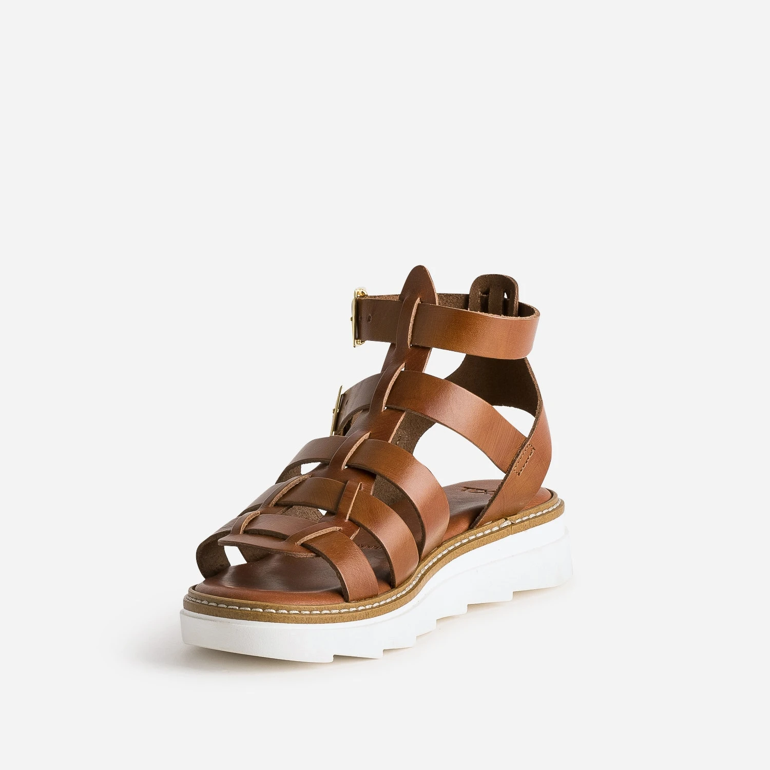 Sandale-spartiate TEXTO Cognac En Cuir 5 Sandale-spartiate TEXTO Cognac En Cuir – Image 3