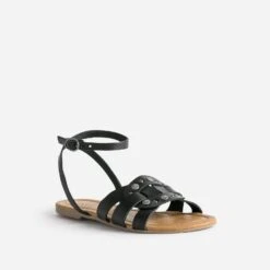 Sandale TEXTO Noire éco-conçue En Cuir -Caprices Chaussures Boutique WWWERM 10385760473 1