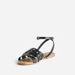 Sandale TEXTO Noire éco-conçue En Cuir -Caprices Chaussures Boutique WWWERM 10385760473 2