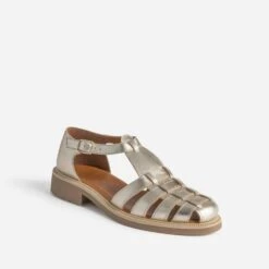 Sandale Dorée En Cuir à Brides Tressées -Caprices Chaussures Boutique WWWERM 10385760486 1