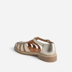 Sandale Dorée En Cuir à Brides Tressées -Caprices Chaussures Boutique WWWERM 10385760486 3