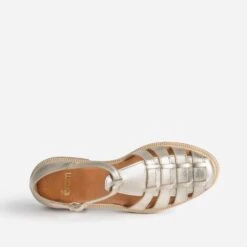 Sandale Dorée En Cuir à Brides Tressées -Caprices Chaussures Boutique WWWERM 10385760486 4