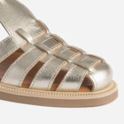 Sandale Dorée En Cuir à Brides Tressées -Caprices Chaussures Boutique WWWERM 10385760486 5