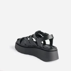 Sandale TEXTO Noire En Cuir Semelle Plateforme -Caprices Chaussures Boutique WWWERM 10385760489 3