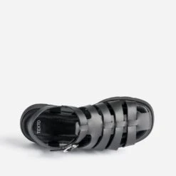 Sandale TEXTO Noire En Cuir Semelle Plateforme -Caprices Chaussures Boutique WWWERM 10385760489 4