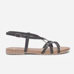 Sandale Noire En Cuir