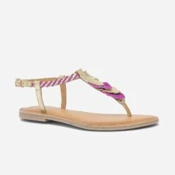 Sandale-tong Violine Et Doré En Cuir à Plumes -Caprices Chaussures Boutique WWWERM 10385761268 1