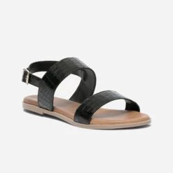 Sandale Noire En Cuir Effet Croco 10 Sandale Noire En Cuir Effet Croco -Caprices Chaussures Boutique WWWERM 10385761269 1