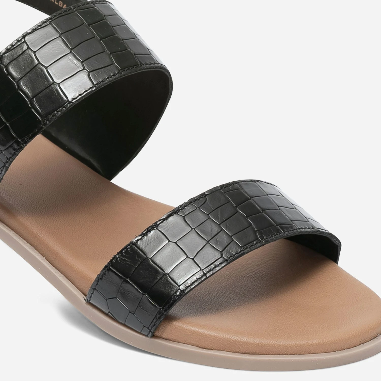 Sandale Noire En Cuir Effet Croco 8 Sandale Noire En Cuir Effet Croco – Image 6