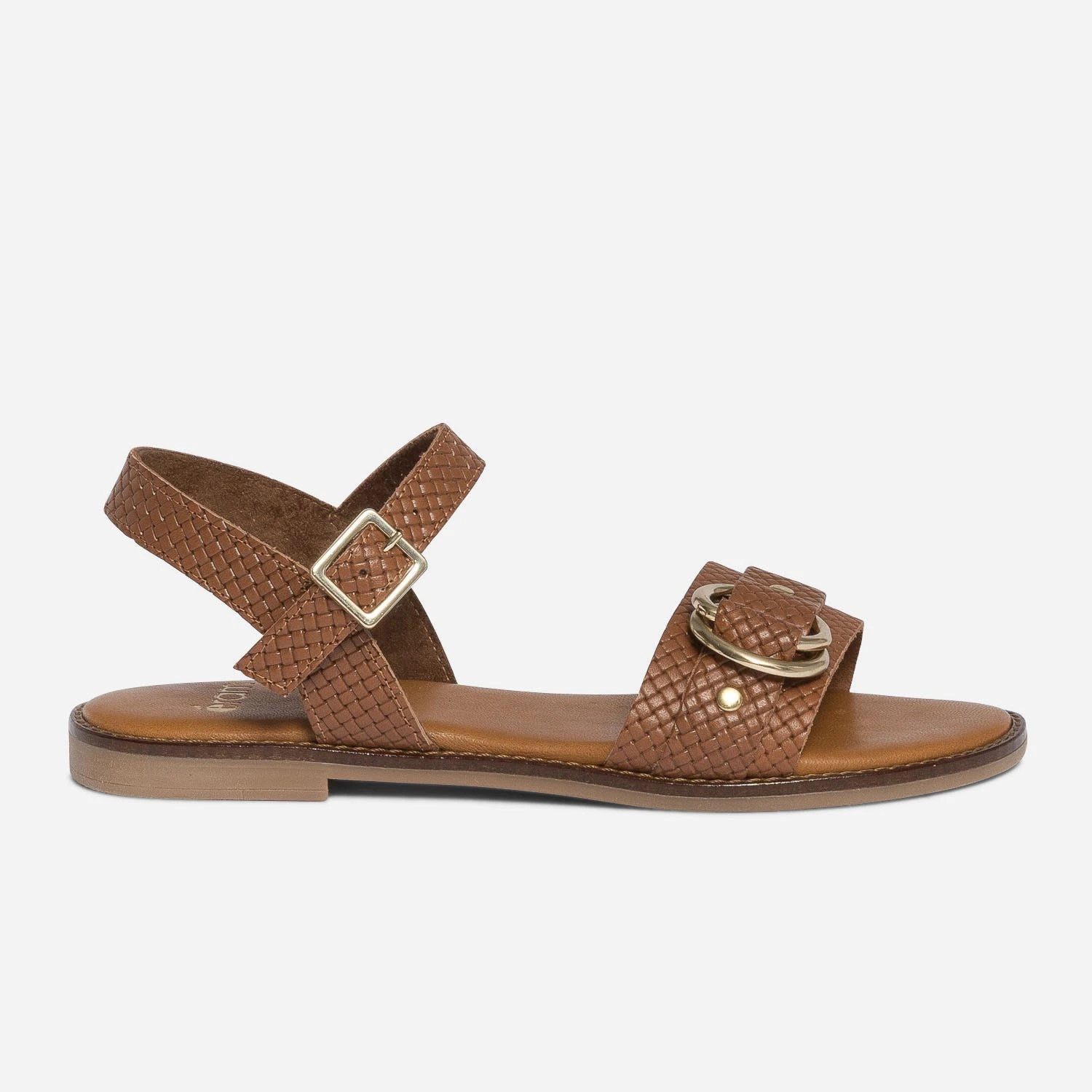 Sandale Cognac En Cuir Effet Tressé à Double Anneau 3 Sandale Cognac En Cuir Effet Tressé à Double Anneau