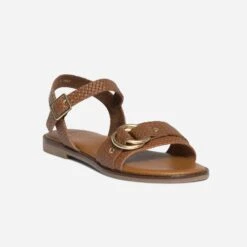 Sandale Cognac En Cuir Effet Tressé à Double Anneau 8 Sandale Cognac En Cuir Effet Tressé à Double Anneau -Caprices Chaussures Boutique WWWERM 10385761282 1