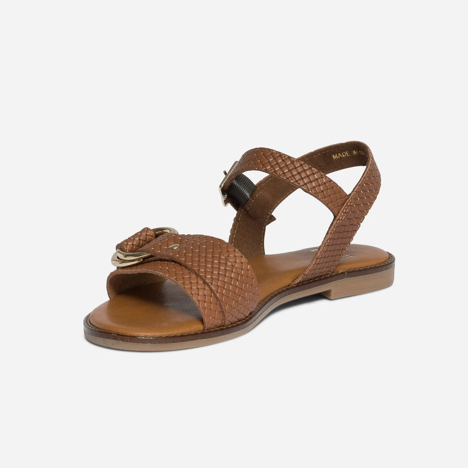 Sandale Cognac En Cuir Effet Tressé à Double Anneau 5 Sandale Cognac En Cuir Effet Tressé à Double Anneau – Image 3