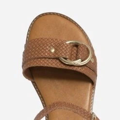 Sandale Cognac En Cuir Effet Tressé à Double Anneau 11 Sandale Cognac En Cuir Effet Tressé à Double Anneau -Caprices Chaussures Boutique WWWERM 10385761282 4