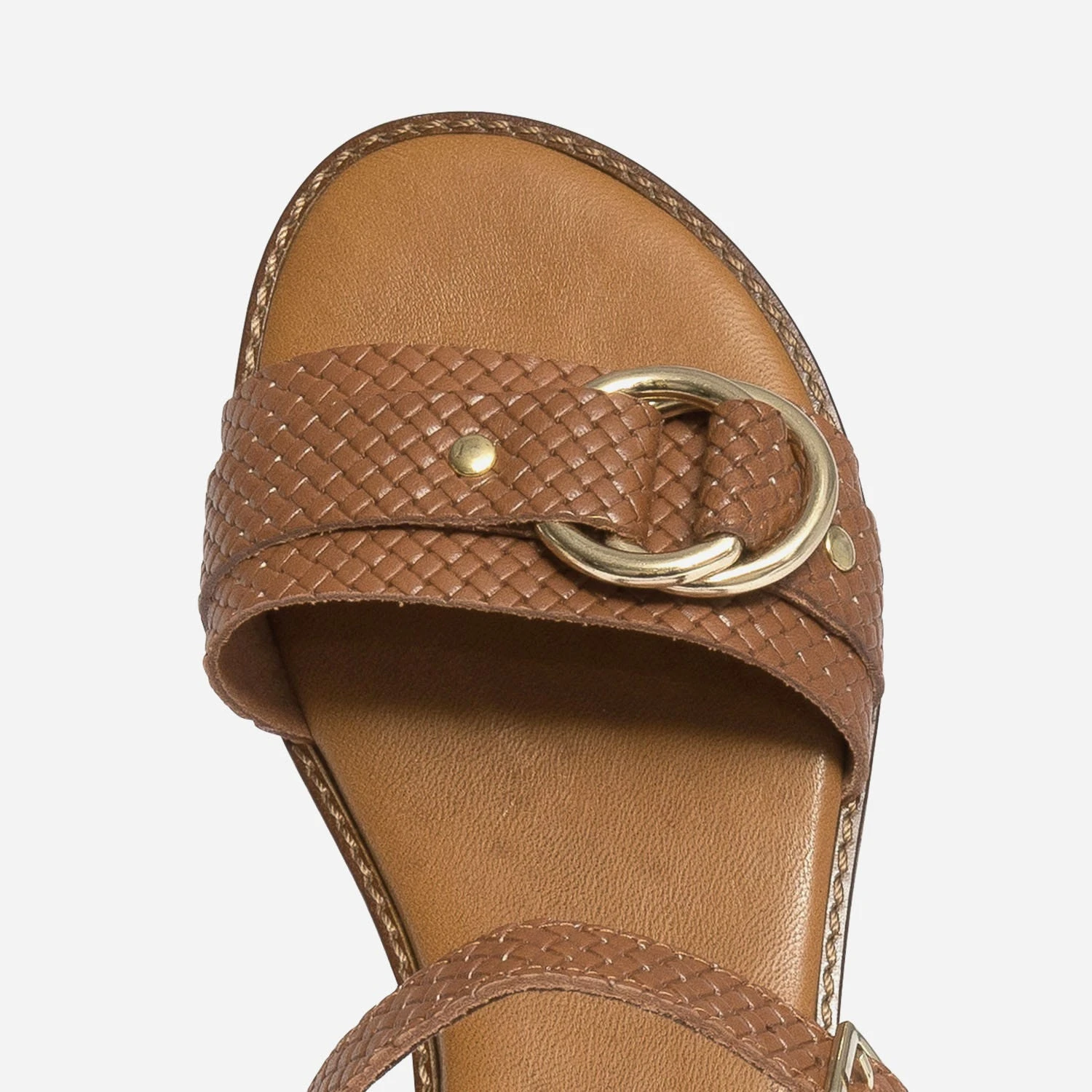 Sandale Cognac En Cuir Effet Tressé à Double Anneau 7 Sandale Cognac En Cuir Effet Tressé à Double Anneau – Image 5