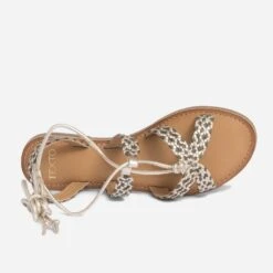 Sandale TEXTO Dorée Et Kaki En Cuir Tressé -Caprices Chaussures Boutique WWWERM 10385761309 3