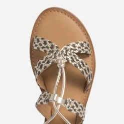 Sandale TEXTO Dorée Et Kaki En Cuir Tressé -Caprices Chaussures Boutique WWWERM 10385761309 4