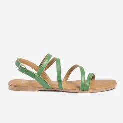 Sandale TEXTO Verte En Cuir