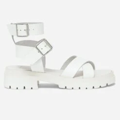 Sandale TEXTO Crème En Cuir éco-conçu à Semelle Crantée