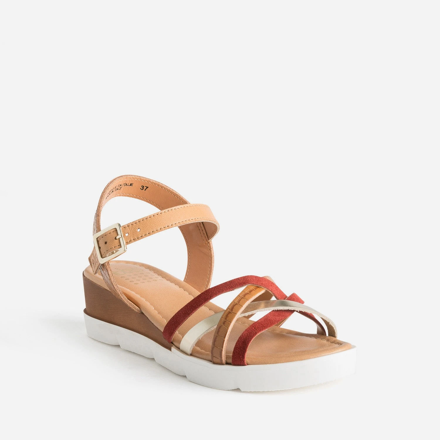 Sandale TBS Cognac En Cuir à Brides Rouille Et Dorée 4 Sandale TBS Cognac En Cuir à Brides Rouille Et Dorée – Image 2