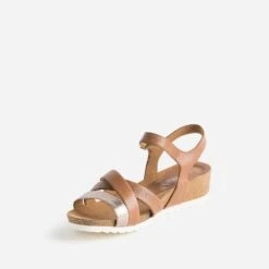 Sandale Compensée CAPRICE Camel Et Bronze En Cuir -Caprices Chaussures Boutique WWWERM 10385920026 2