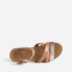 Sandale Compensée CAPRICE Camel Et Bronze En Cuir -Caprices Chaussures Boutique WWWERM 10385920026 4