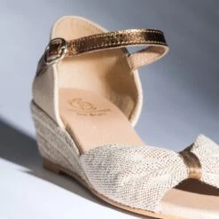 Sandale Beige Et Bronze En Toile -Caprices Chaussures Boutique WWWERM 10385920233 6