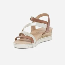 Sandale Compensée CAPRICE Cognac Et Or En Cuir -Caprices Chaussures Boutique WWWERM 10385920250 2