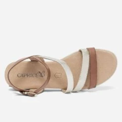 Sandale Compensée CAPRICE Cognac Et Or En Cuir -Caprices Chaussures Boutique WWWERM 10385920250 3