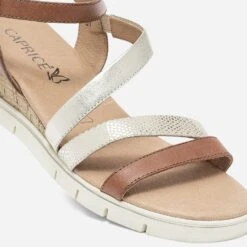 Sandale Compensée CAPRICE Cognac Et Or En Cuir -Caprices Chaussures Boutique WWWERM 10385920250 4