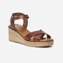 Sandale Compensée Marron En Cuir -Caprices Chaussures Boutique WWWERM 10385920269 1