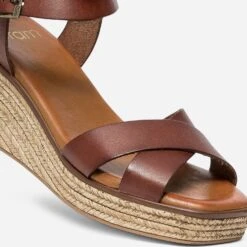 Sandale Compensée Marron En Cuir -Caprices Chaussures Boutique WWWERM 10385920269 4