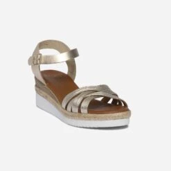 Sandale Compensée Dorée En Cuir -Caprices Chaussures Boutique WWWERM 10385920277 1