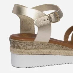 Sandale Compensée Dorée En Cuir -Caprices Chaussures Boutique WWWERM 10385920277 4