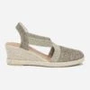 Espadrille Compensée Marron Pailleté Or En Toile -Caprices Chaussures Boutique WWWERM 10385920283 0