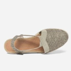 Espadrille Compensée Marron Pailleté Or En Toile -Caprices Chaussures Boutique WWWERM 10385920283 3