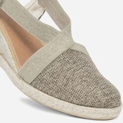 Espadrille Compensée Marron Pailleté Or En Toile -Caprices Chaussures Boutique WWWERM 10385920283 4
