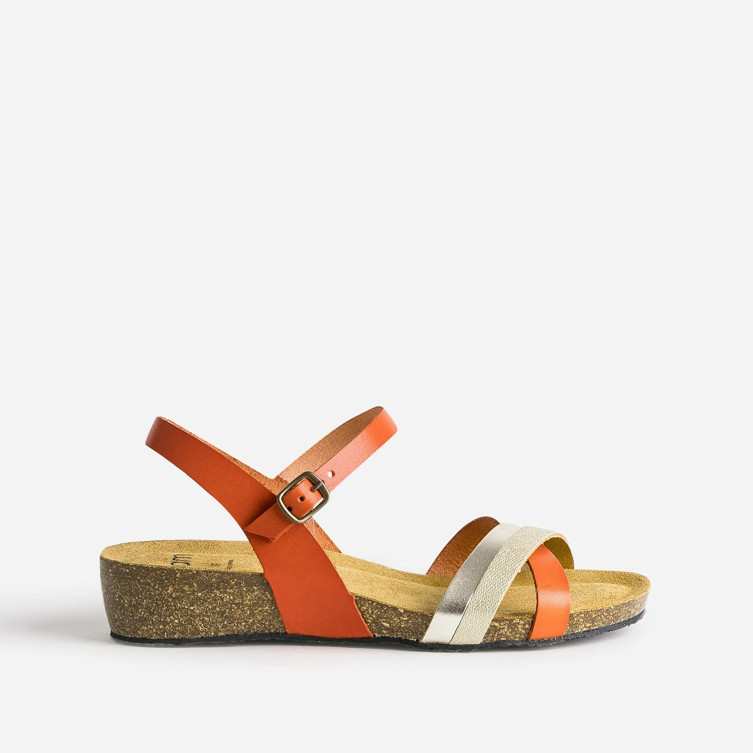 Sandale Anatomique Orange Et Dorée En Cuir 3 Sandale Anatomique Orange Et Dorée En Cuir