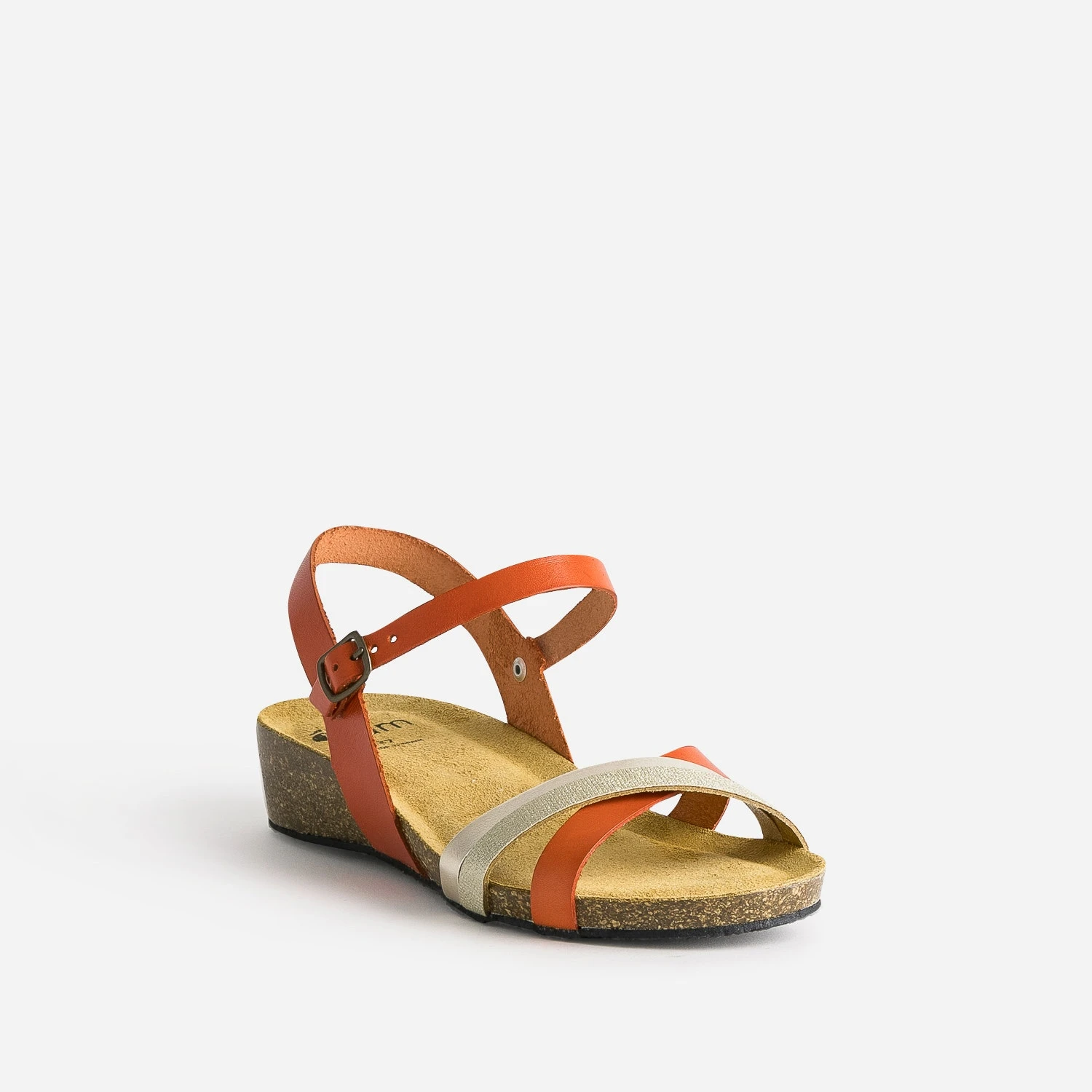 Sandale Anatomique Orange Et Dorée En Cuir 4 Sandale Anatomique Orange Et Dorée En Cuir – Image 2