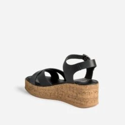 Sandale Compensée TEXTO Noire Cuir -Caprices Chaussures Boutique WWWERM 10385920292 3