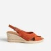 Sandale Compensée Terracotta En Cuir Velours -Caprices Chaussures Boutique WWWERM 10385920297 0