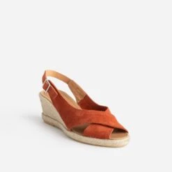 Sandale Compensée Terracotta En Cuir Velours -Caprices Chaussures Boutique WWWERM 10385920297 1