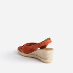 Sandale Compensée Terracotta En Cuir Velours -Caprices Chaussures Boutique WWWERM 10385920297 3