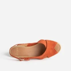 Sandale Compensée Terracotta En Cuir Velours -Caprices Chaussures Boutique WWWERM 10385920297 4
