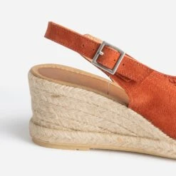 Sandale Compensée Terracotta En Cuir Velours -Caprices Chaussures Boutique WWWERM 10385920297 5