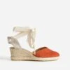 Espadrille Compensée Orange En Cuir Velours -Caprices Chaussures Boutique WWWERM 10385920299 0