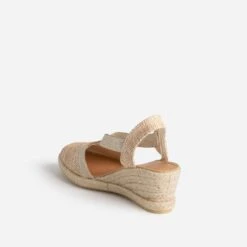 Espadrille Compensée Beige Et Camel Pailleté Or En Toile -Caprices Chaussures Boutique WWWERM 10385920302 3