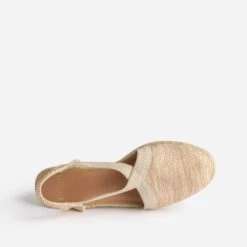Espadrille Compensée Beige Et Camel Pailleté Or En Toile -Caprices Chaussures Boutique WWWERM 10385920302 4