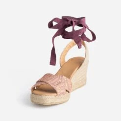 Sandale Compensée Avec Lacet-ruban Prune -Caprices Chaussures Boutique WWWERM 10385920304 2
