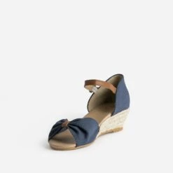 Sandale Marine à Petit Talon Compensé -Caprices Chaussures Boutique WWWERM 10385920305 2